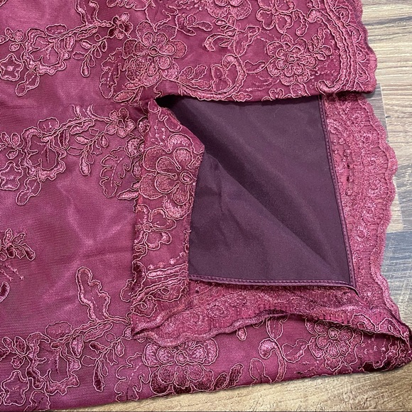 JS Collections maroon lace cocktail dress 4 - Picture 11 of 11